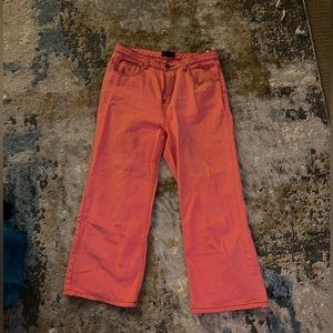Pink wide leg jeans
